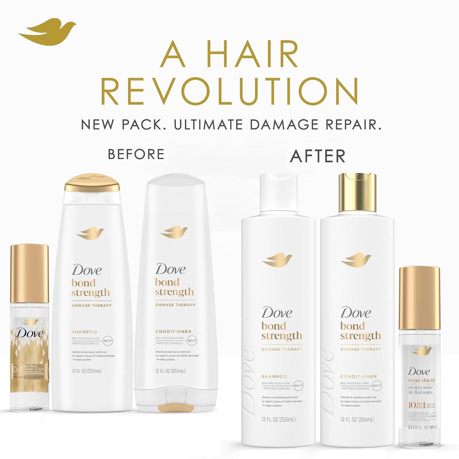 Bond Strength Shampoo & Conditioner Set + Hair Serum Bundle – Repair Treatment for Damaged and Frizzy Hair (3 Piece Set)