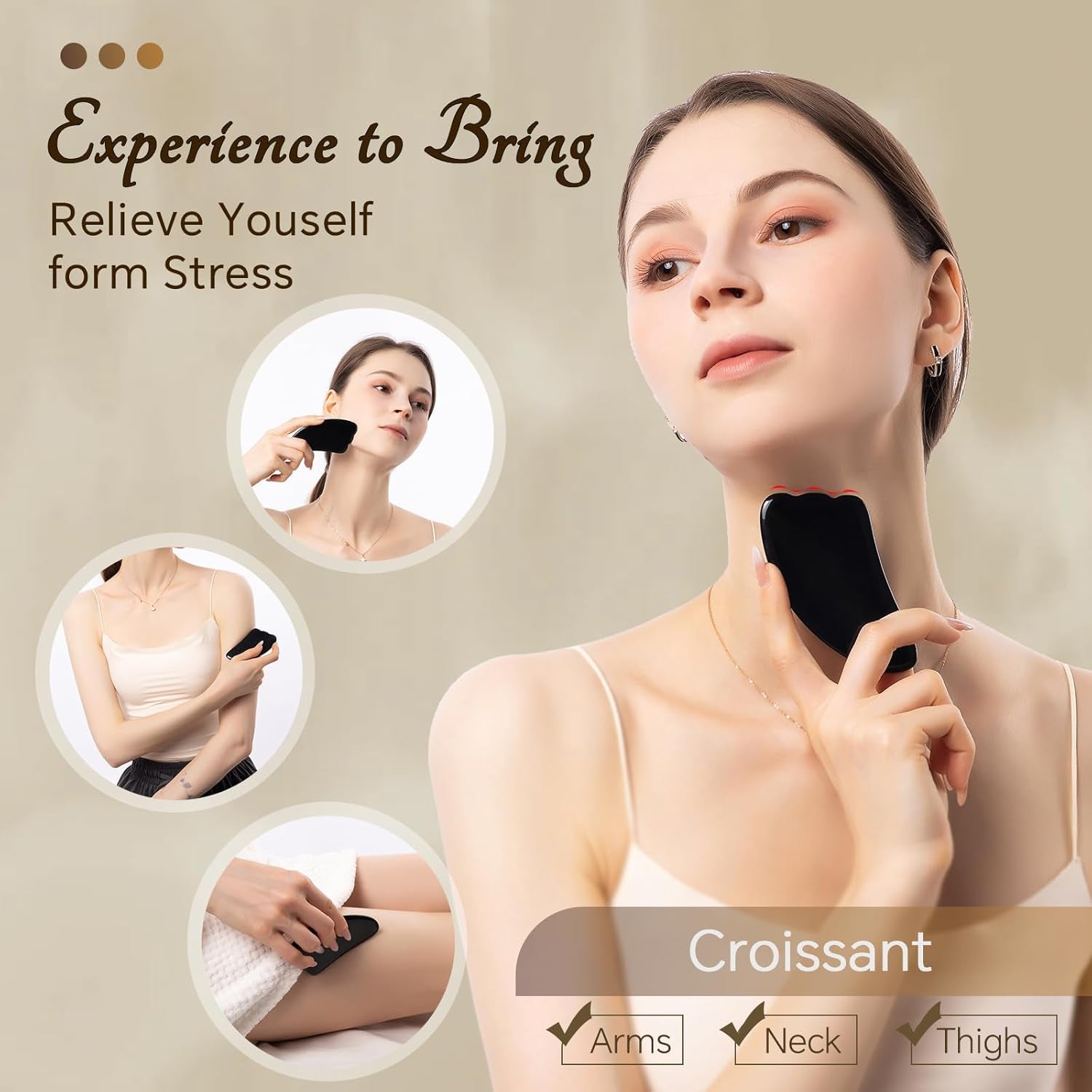 Natural Jade & Obsidian Gua Sha Set of 4 - Premium Face Sculpting Tools Eyes Roller Massager Jade Roller for Jawline, Double Chin Reduction & Lymphatic Drainage Women'S Anti-Aging Skincare Kit