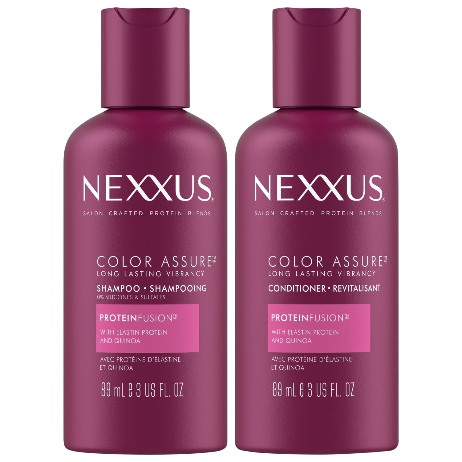 Travel Size Shampoo and Conditioner Set, Color Assure – Enhances and Preserves Hair Color Vibrancy, 3 Oz Each