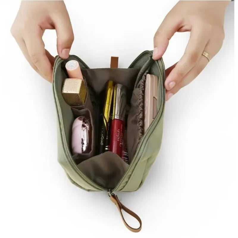 2024 Women's Solid Color Cosmetic Bag - Korean Style Waterproof Makeup Organizer Pouch