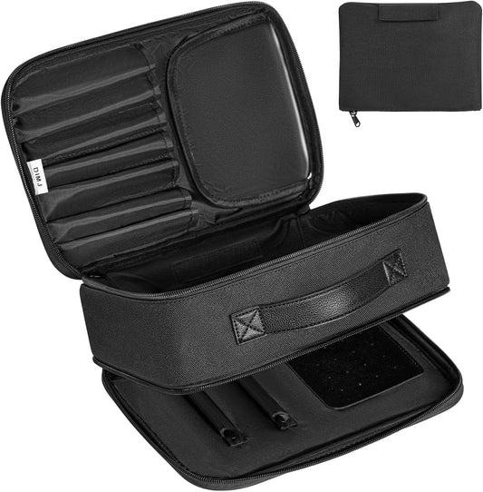 Waterproof Makeup and Jewelry Organizer for Women with Compartments (Black)