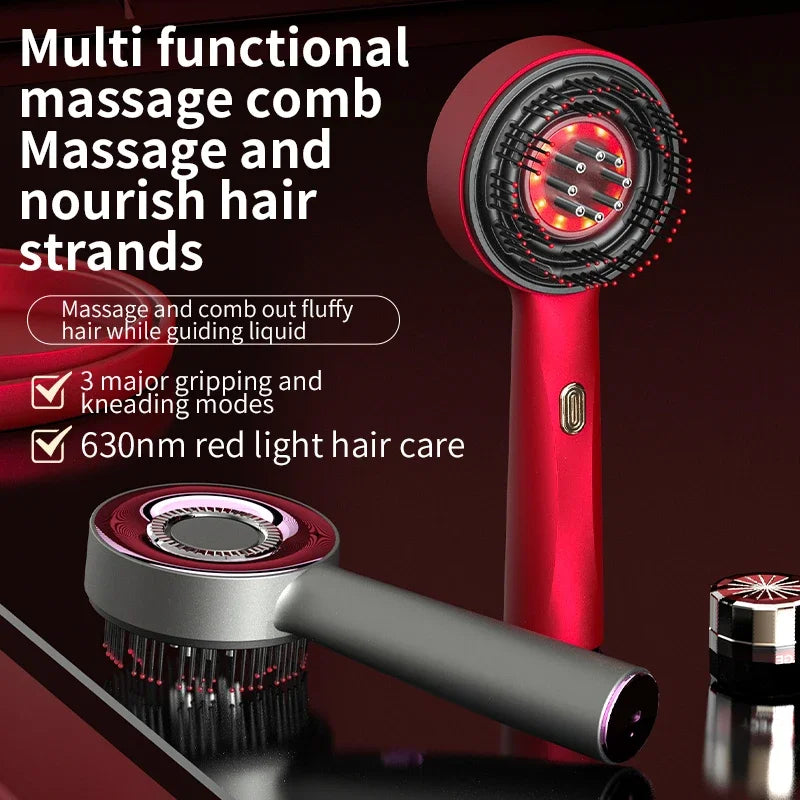 Electric Head Massage Comb Hair Medicine Oil Applicator Scalp Massage Brush 630Nm Infrared Red Light Hair Growth Comb Hair Care