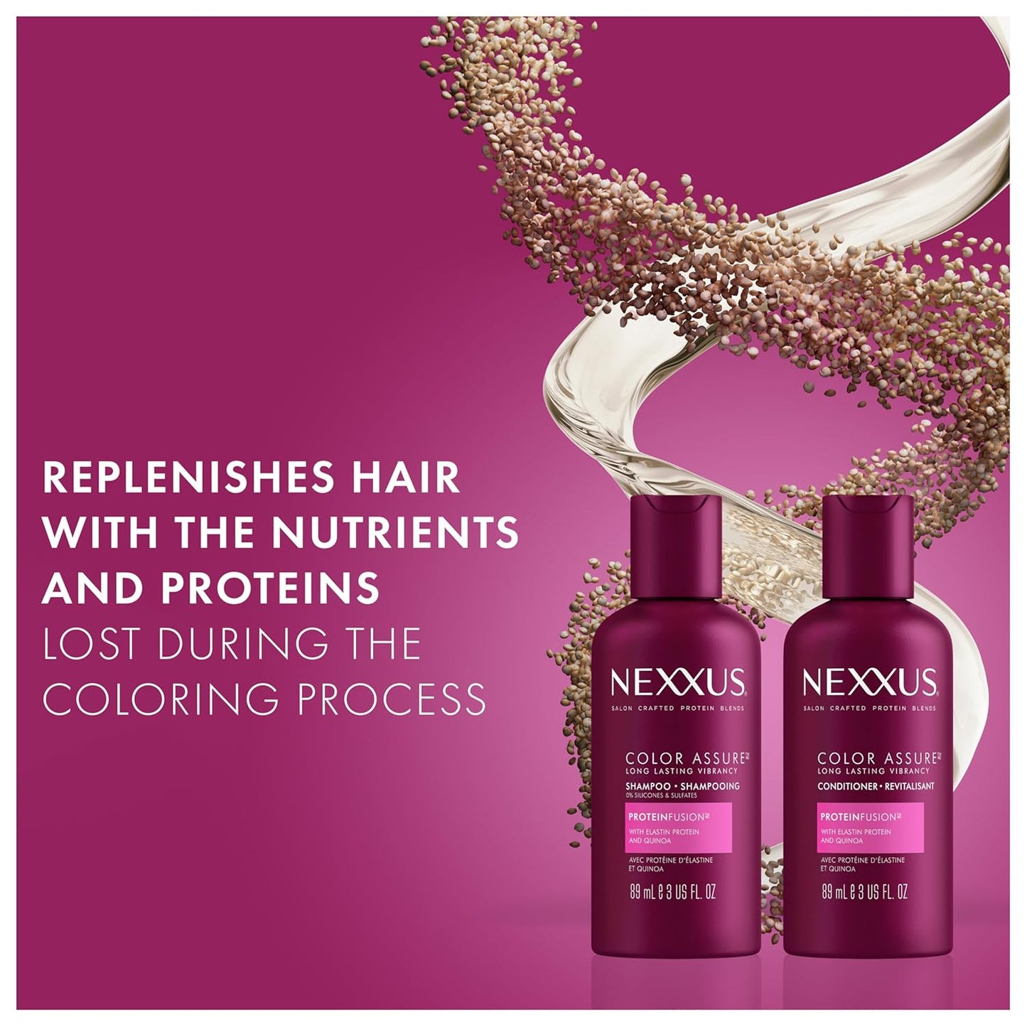 Travel Size Shampoo and Conditioner Set, Color Assure – Enhances and Preserves Hair Color Vibrancy, 3 Oz Each
