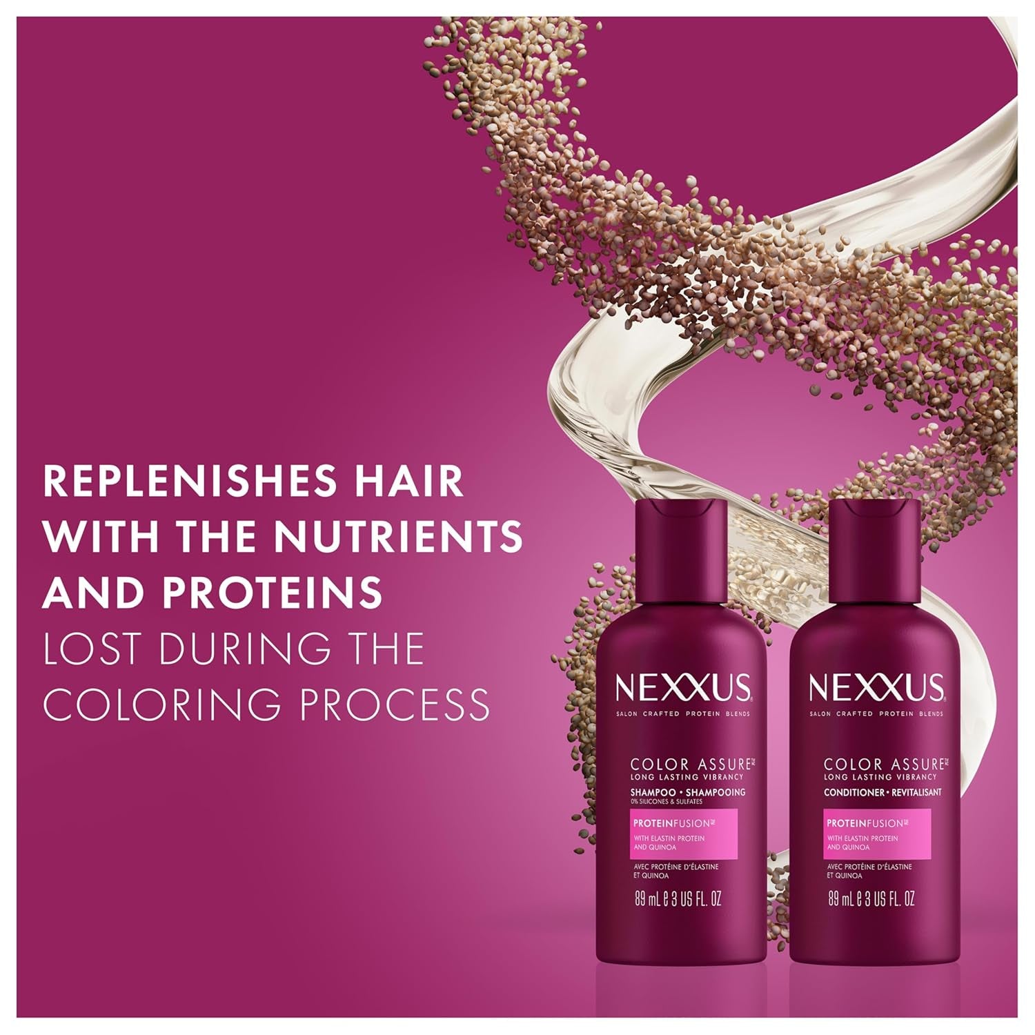 Travel Size Shampoo and Conditioner Set, Color Assure – Enhances and Preserves Hair Color Vibrancy, 3 Oz Each