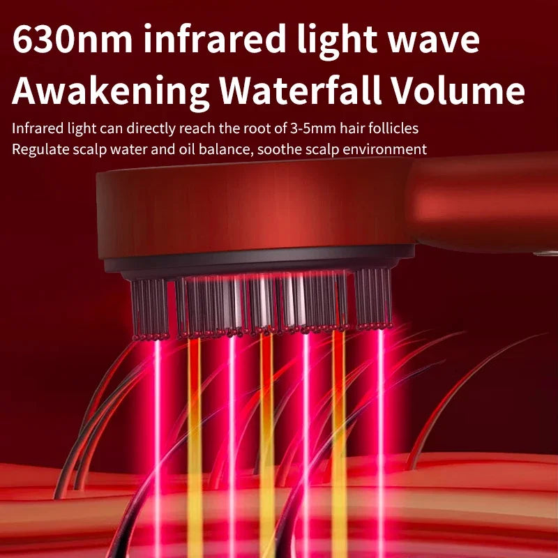 Electric Head Massage Comb Hair Medicine Oil Applicator Scalp Massage Brush 630Nm Infrared Red Light Hair Growth Comb Hair Care